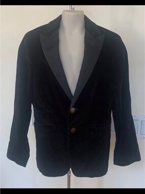 JOHN VARVATOS Boys Black Velour Single Breasted Tuxedo Suit Jacket Blazer Sz 10
